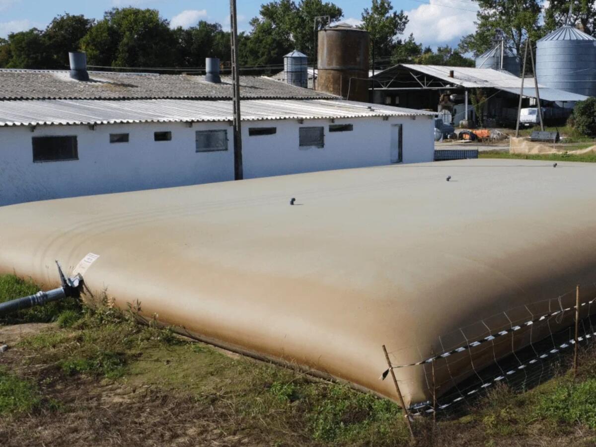 Manure bag on a farm