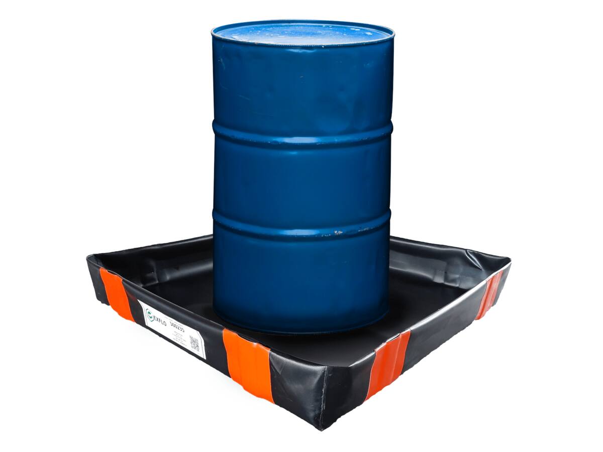 Flexible spill tray with one drum